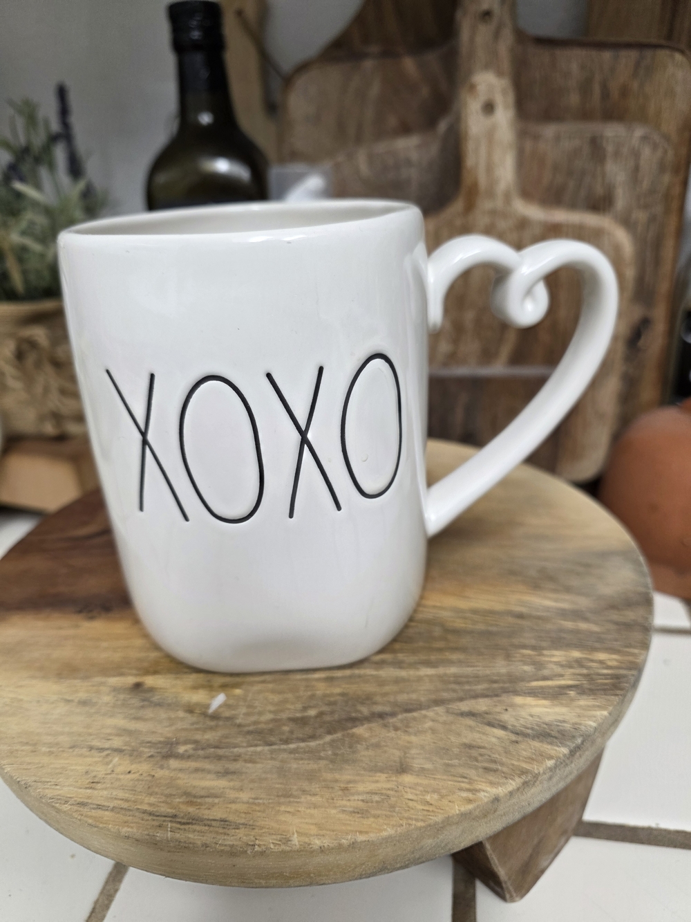 Rae Dunn  XOXO Ceramic Mug with Heart Handle
